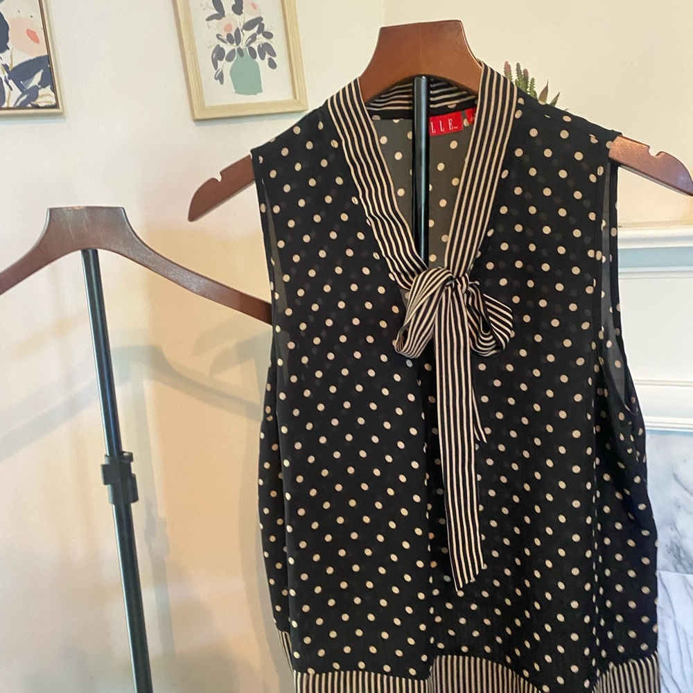 Elle Black Polka Dot Women's Top